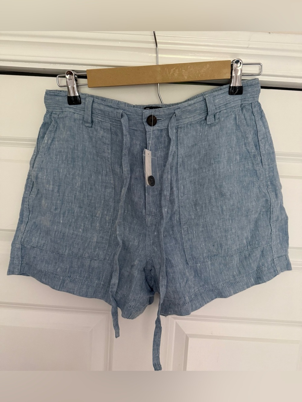 Madewell Light Blue Linen Blend Drawstring Shorts - Picture 10 of 11